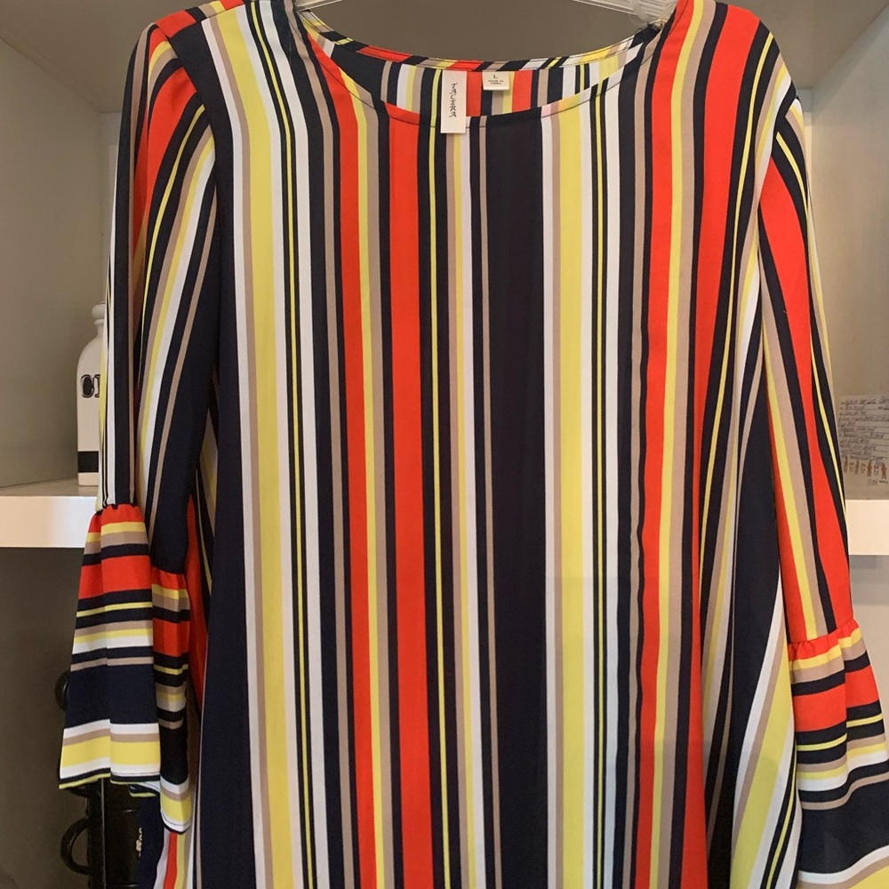 Tacera stripped blouse. Size L